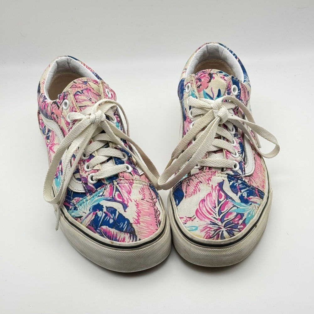 Vans Old Skool Tropical Floral Low Top Sneakers Pink Blue Womens 8 Mens 6.5 - Picture 8 of 9